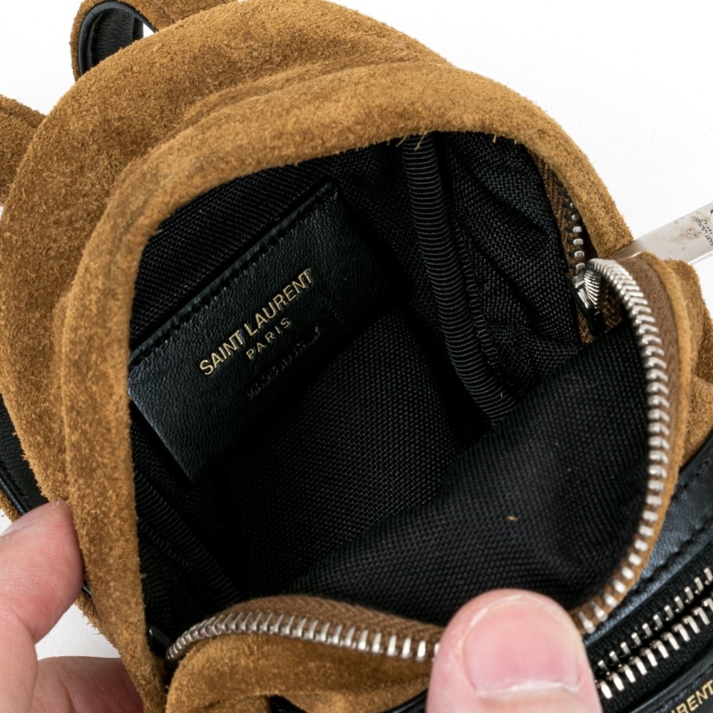 Saint Laurent Brown Suede Mini Backpack Key Holder – 5” 🎒✨ - Picture 10 of 10